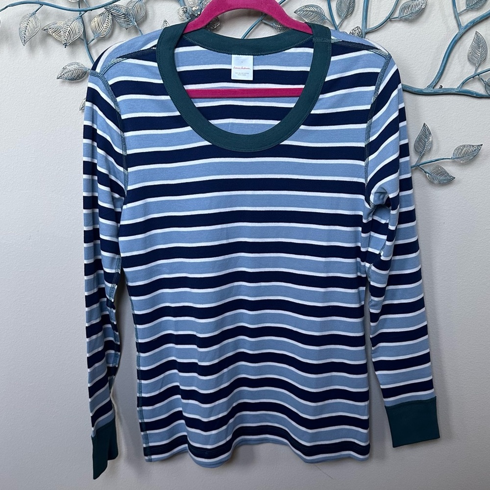 Hanna Andersson NWOT thermal style striped pajama top Sz L